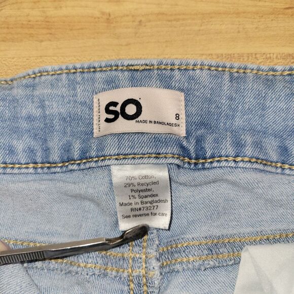 SO Light Wash Girls Distressed Flare Denim Jeans Size 8 - Picture 6 of 6